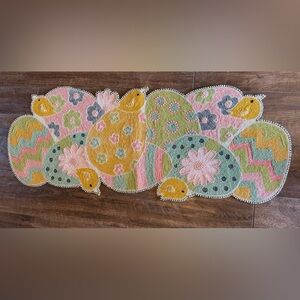 Nicole Miller Home Beaded Easter Runner Centerpiece with yellow and pink Accents
